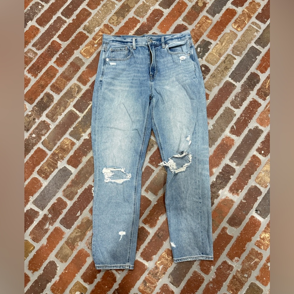 American Eagle Outfitters Light Blue Mom Jean Distressed Jeans